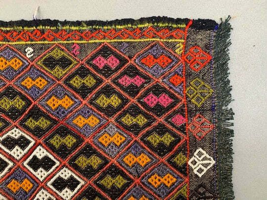 Vintage Turkish Mini Kilim 82x50 Cm Wool Small Kelim Runner, Shabby Chic photo vinterior