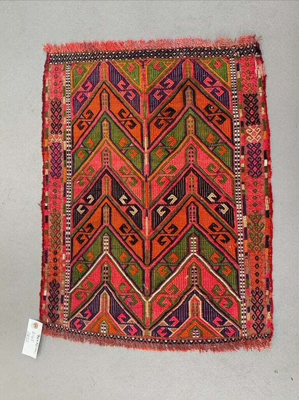 Vintage Turkish Mini Kilim 70x52 Cm Wool Small Kelim Runner, Shabby Chic