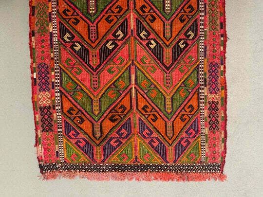 Vintage Turkish Mini Kilim 70x52 Cm Wool Small Kelim Runner, Shabby Chic photo 165.0
