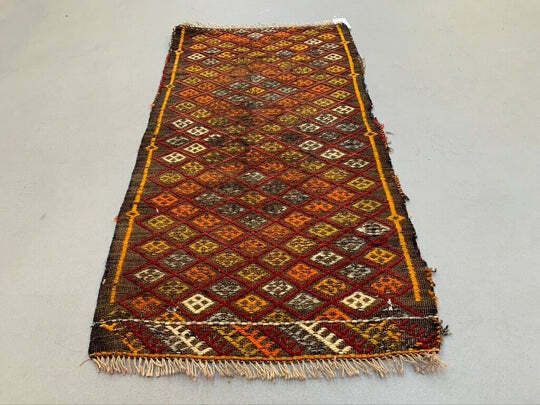 Vintage Turkish Mini Kilim 99x52 Cm Wool Small Kelim Runner, Shabby Chic photo furniture