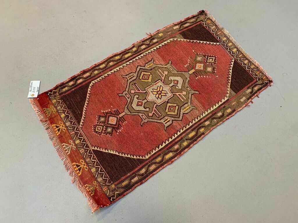 Vintage Turkish Mini Kilim 96x55 Cm Wool Small Kelim Runner, Shabby Chic photo for sale