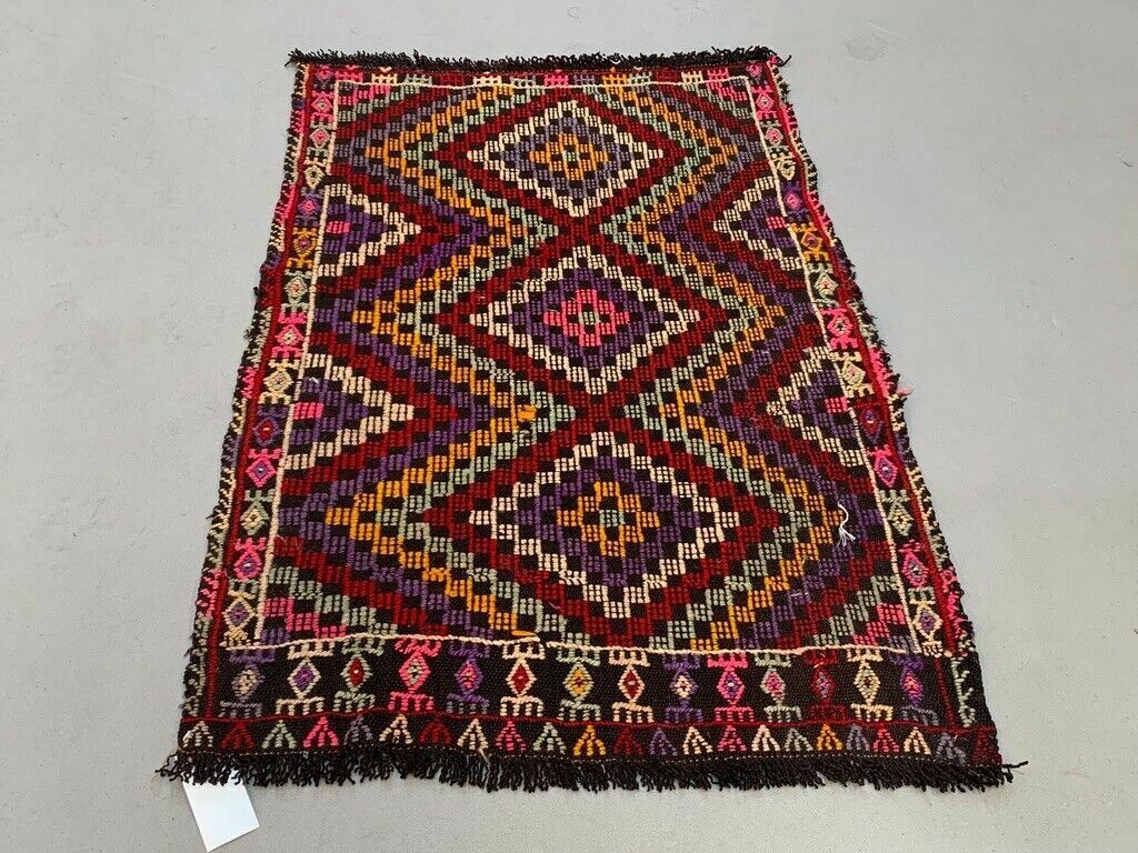 Vintage Turkish Mini Kilim 90x66 Cm Wool Small Kelim Runner, Shabby Chic photo furniture