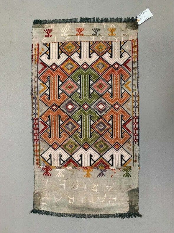 Vintage Turkish Mini Kilim 92x50 Cm Wool Small Kelim Runner, Shabby Chic