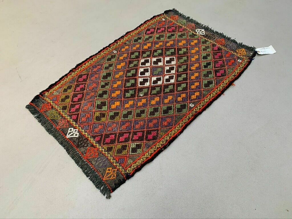 Vintage Turkish Mini Kilim 84x52 Cm Wool Small Kelim Runner, Shabby Chic photo for sale