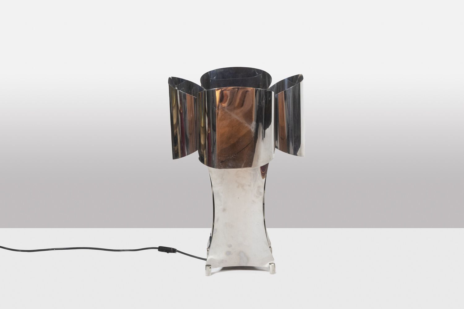 “Quadrilobe” Lamp In Polished Metal. 1970s. photo for sale