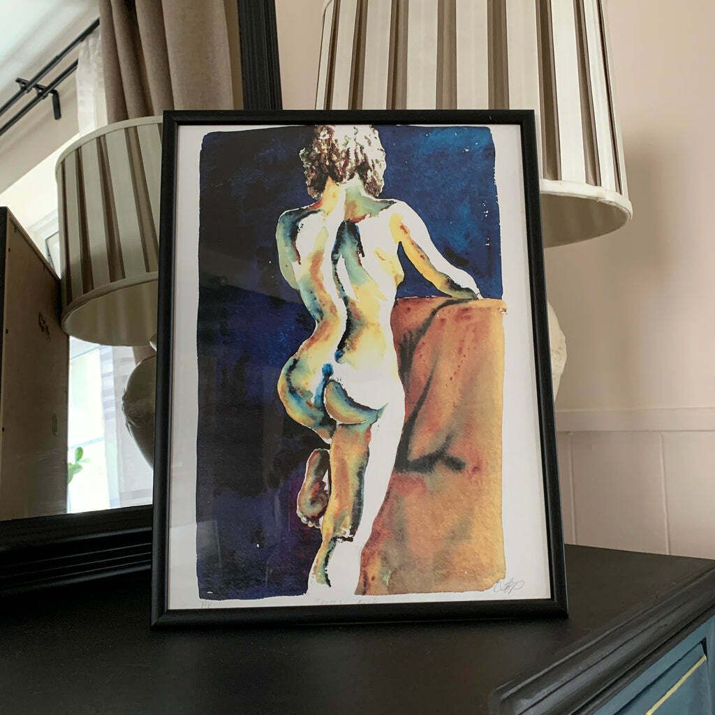 Framed Print Nude Woman Terri’s Back Signed Lbp photo furniture