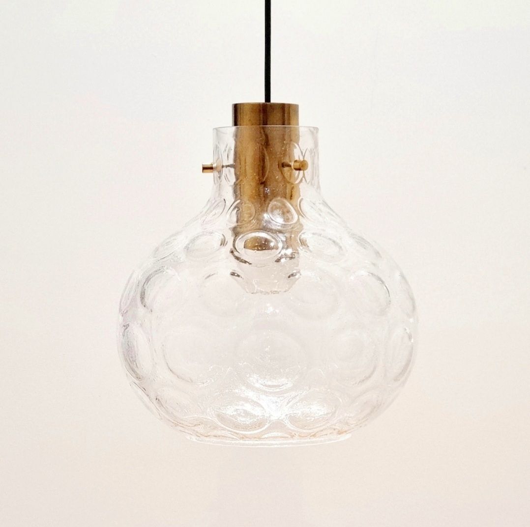 Mid Century Bubble Glass & Messing Hanglamp Van Helena Tynell Voor Limburg, Duitsland, Jaren 1960 photo for sale