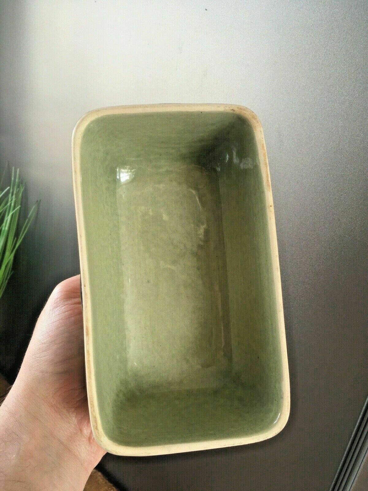 photo for sale Mid Century 60s Scandinavian Studio Faience Pottery Cheese Butter Dish Lid Cover
