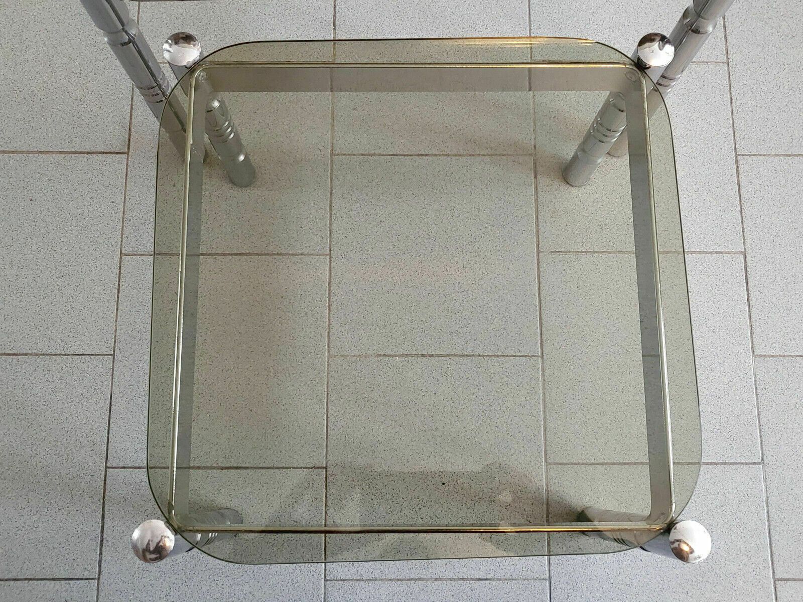 Set Of 3 Vintage Nest Of Tables 1970 Chrome Steel & Smoked Glass 70s Retro photo buy