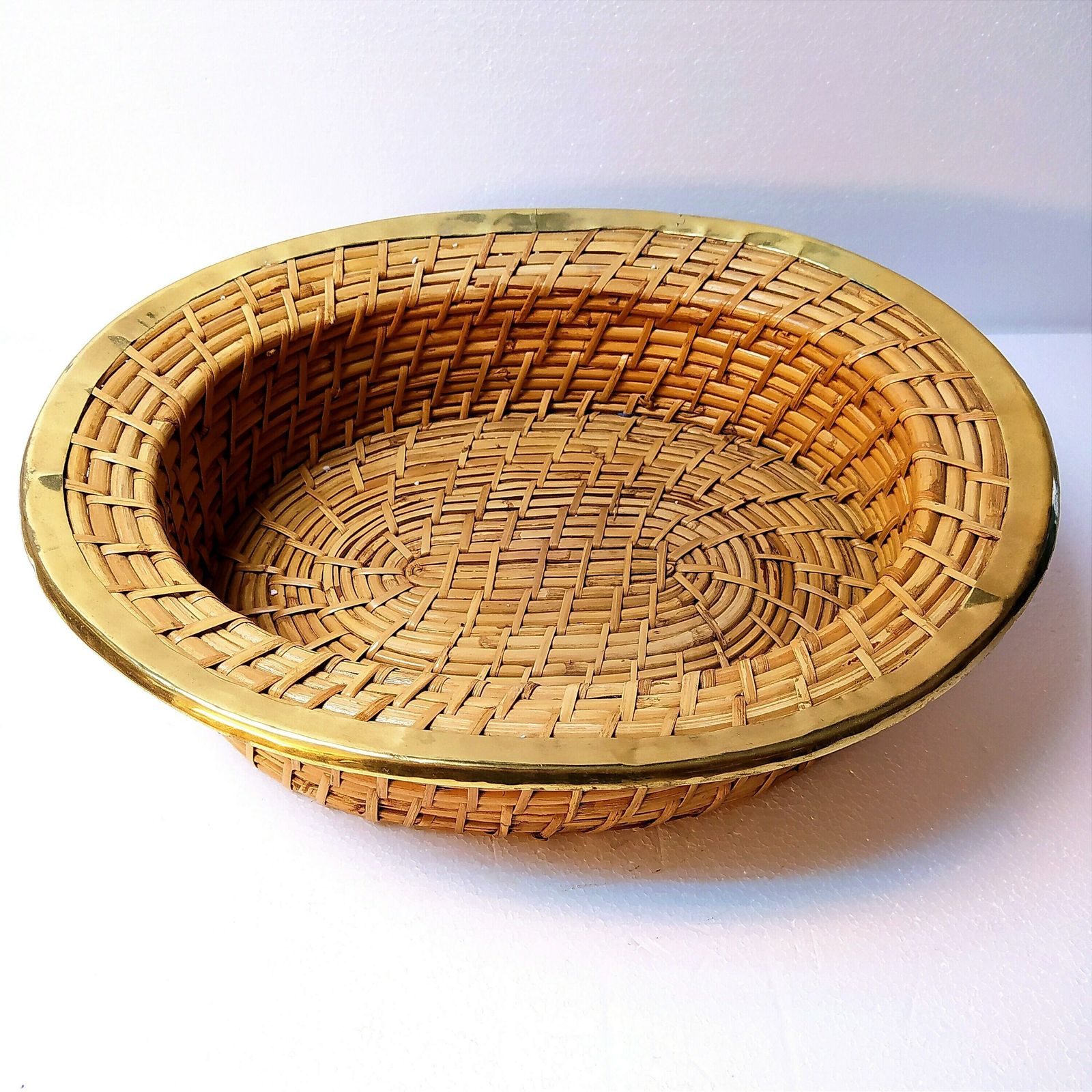 1970's Pencil Reed Basket, 1970s photo vintage