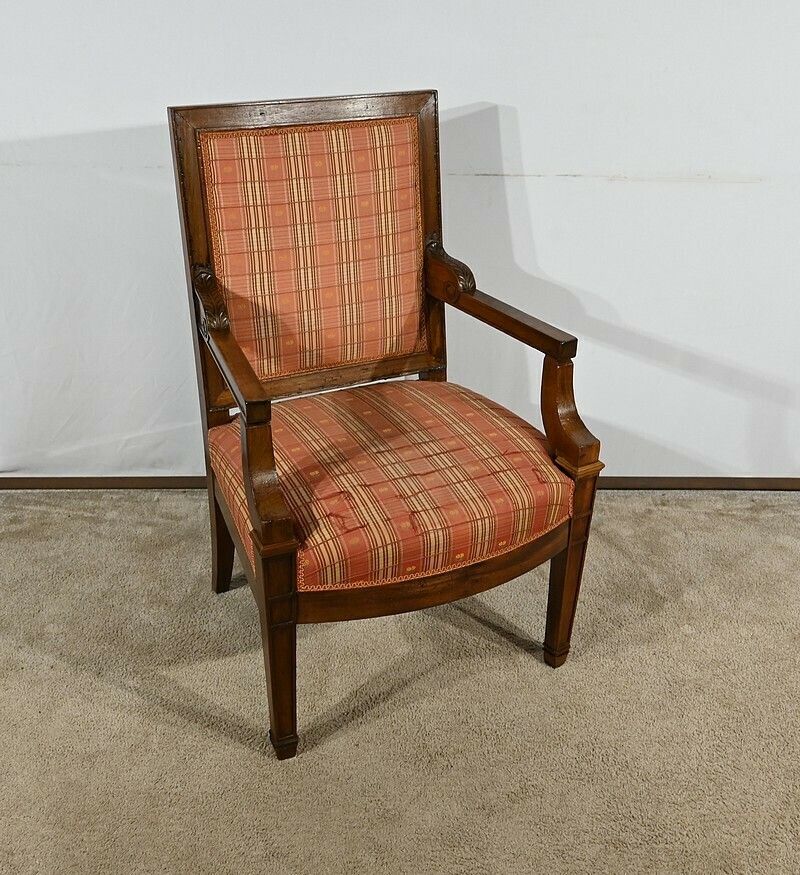 Solid Mahogany Armchair, Directoire Period – Early 19th Century