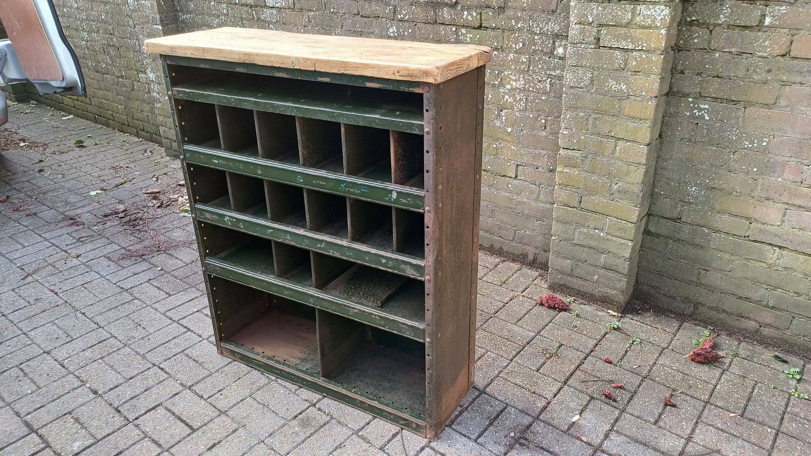 Vintage Industrial Painted Cubby Holes Shelves Storage Artisan photo furniture