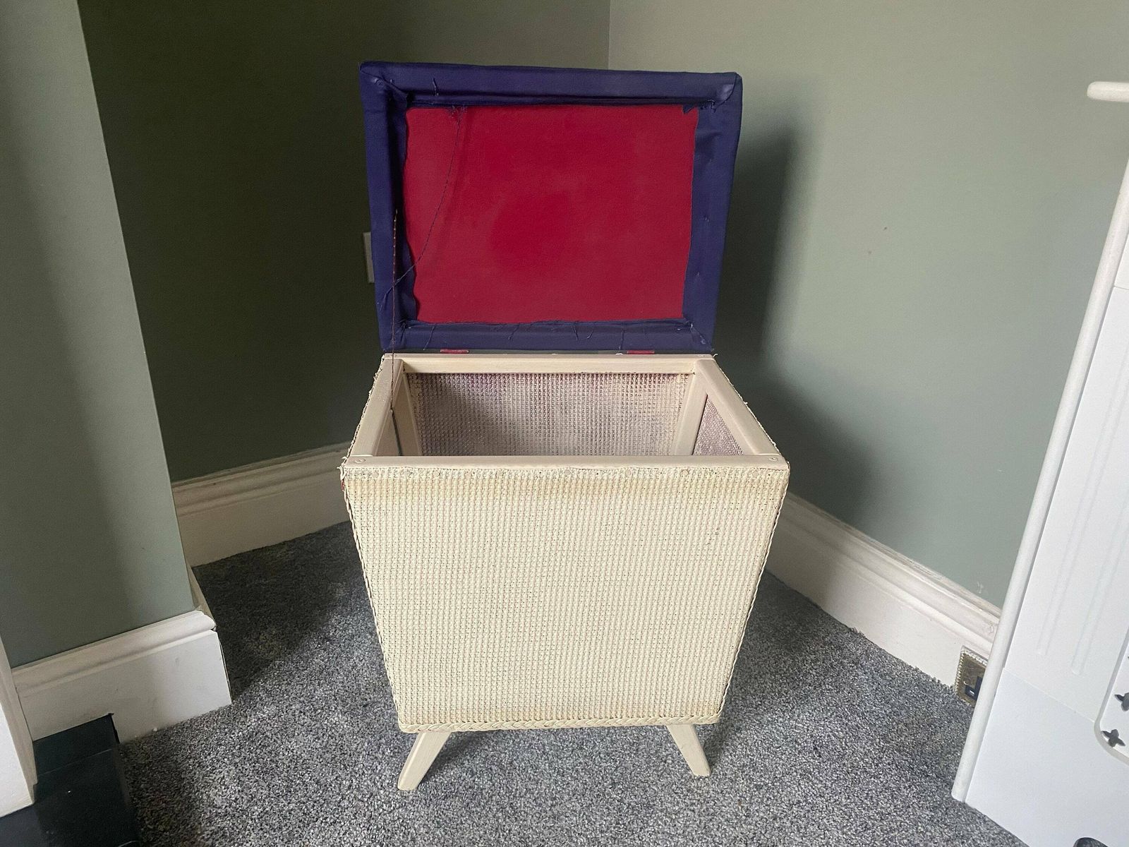 Lloyd Loom Style Linen Basket Ottoman Storagetrunk Wash Basket photo furniture
