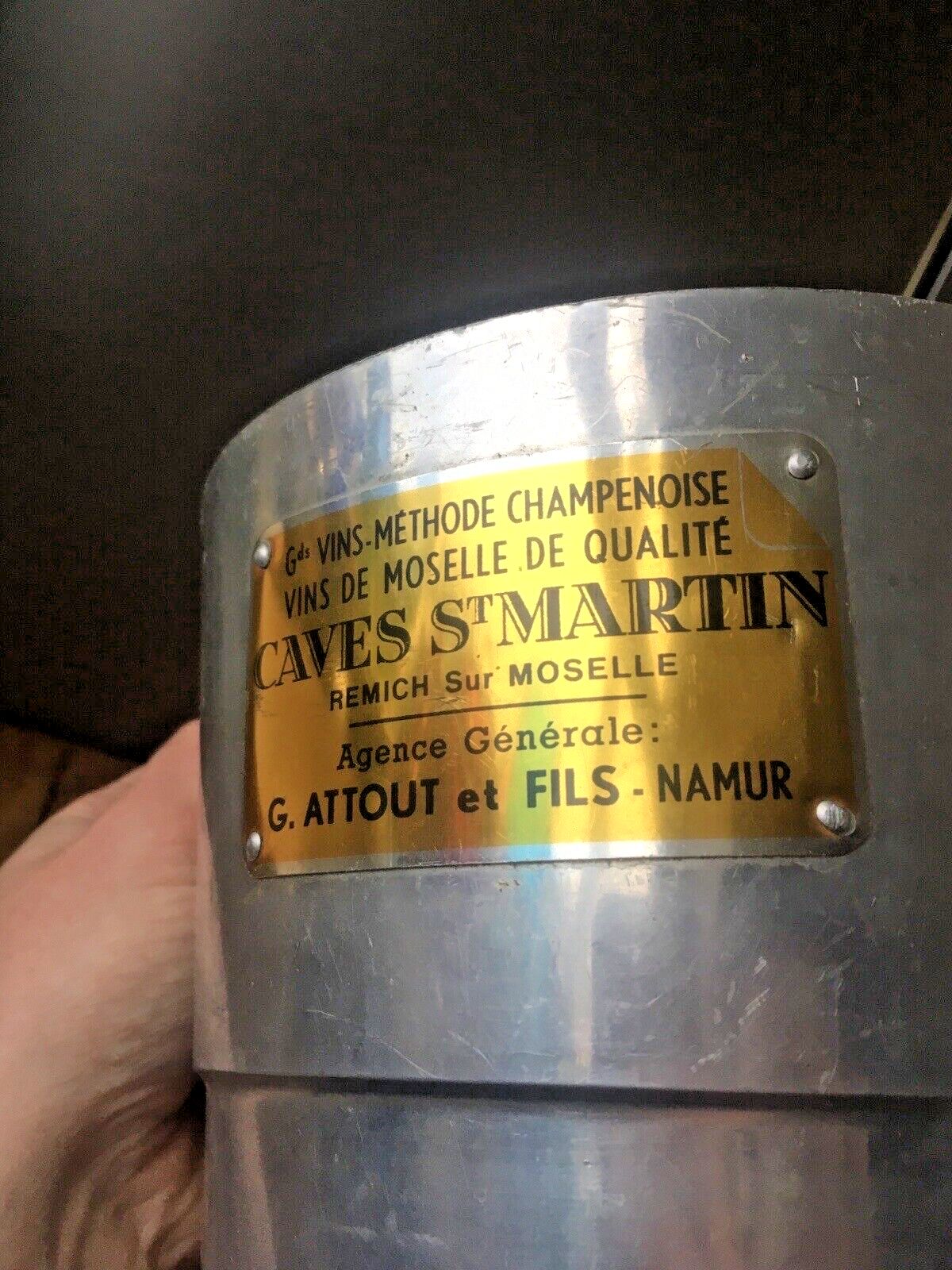 Large Vintage Art Deco Style Caves St Martin Champagne Aluminium Ice Bucket Bar photo 120.0