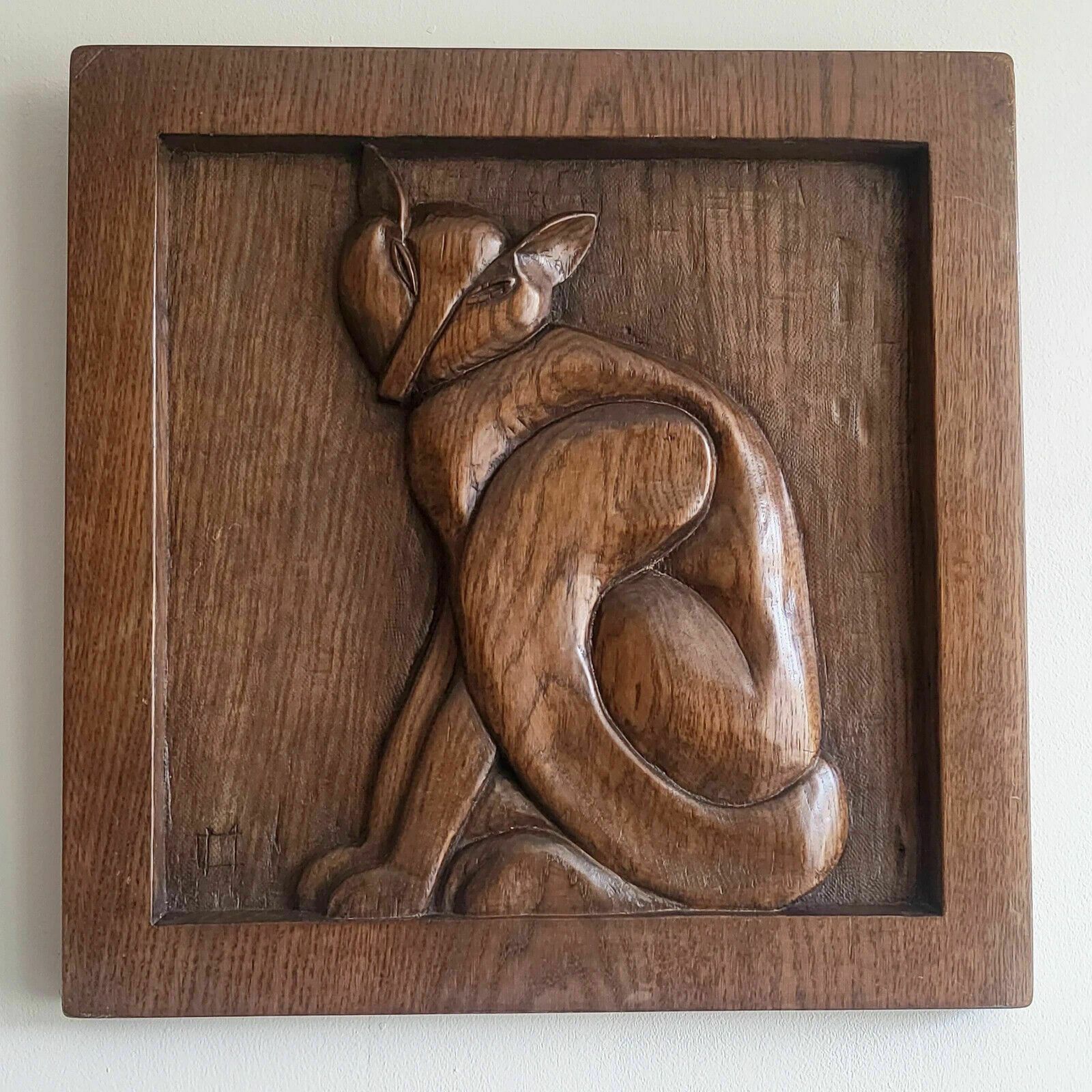 Fox Painting Vintage Carved Wooden Frame 1970 Low Relief Sculpture 70s Retro Fox Painting Vintage Carved Wooden Frame 1970 Low Relief Sculpture 70s Re