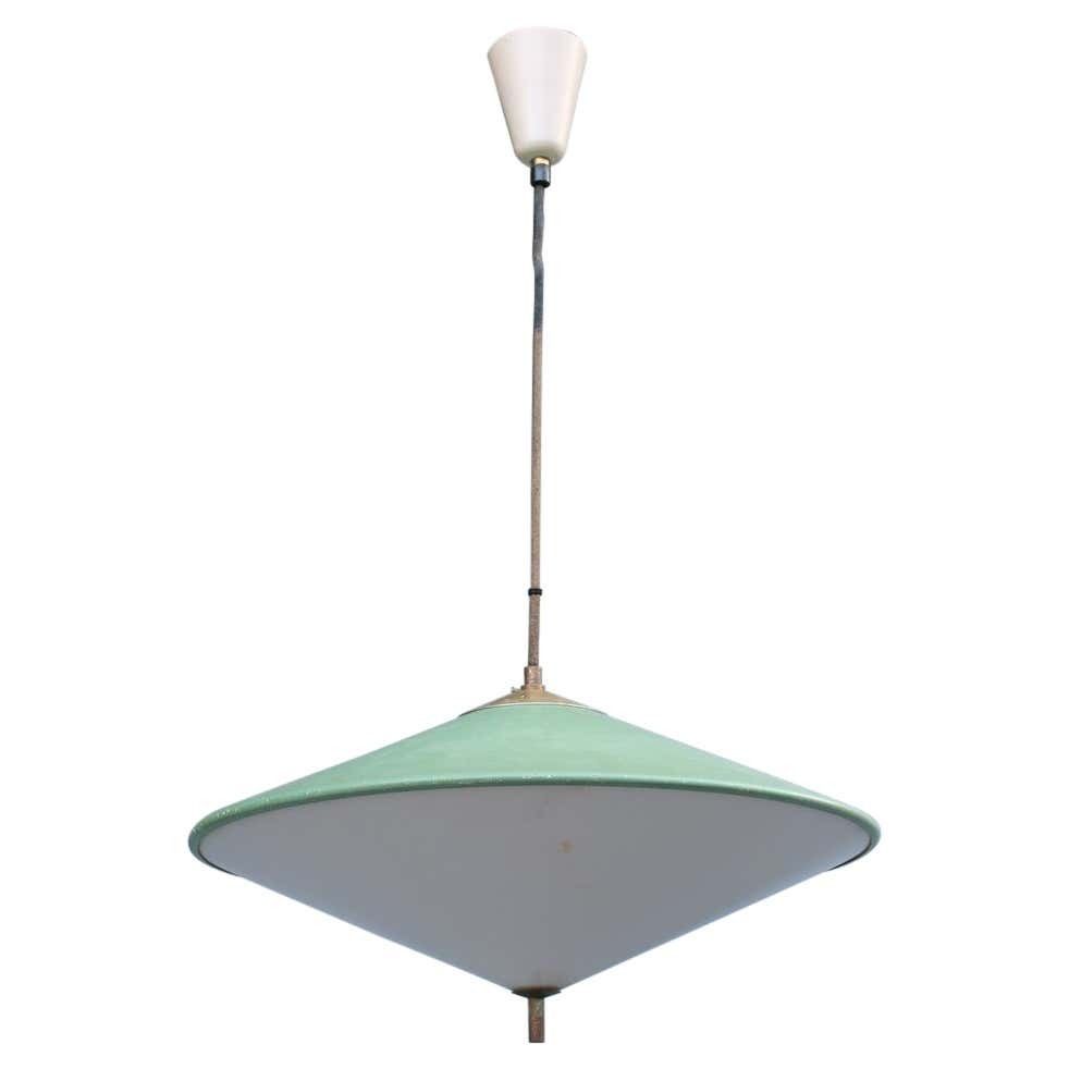 Mid Century Italian Design Chandelier Greene & Greene Brass Parts 1950 Ufo