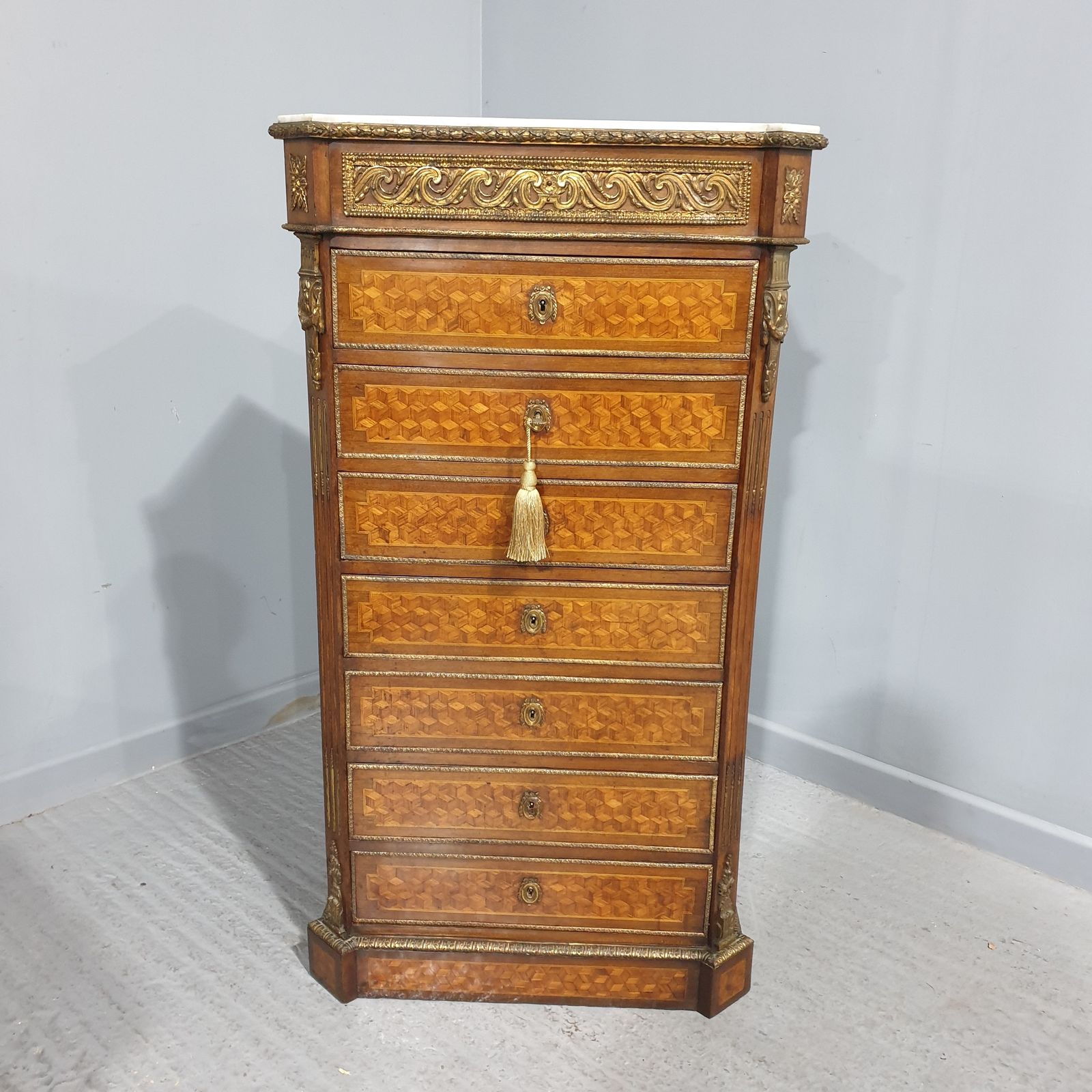 Super French Parquetry Semanier Chest Of Drawers