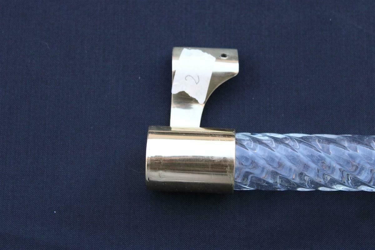 Pair Of Venini Handles In Murano Glass Torcello And Brass 1940s Gold photo for sale