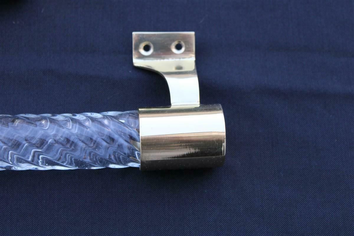 Pair Of Venini Handles In Murano Glass Torcello And Brass 1940s Gold photo vintage