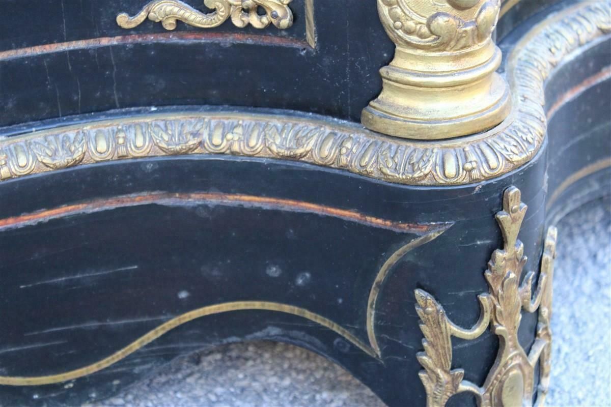 Black And Gold Cabinet Napoleon III 1860 France André Charles Boulle Marble Top photo for sale