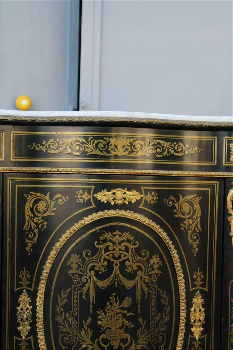 photo furniture Black And Gold Cabinet Napoleon III 1860 France André Charles Boulle Marble Top