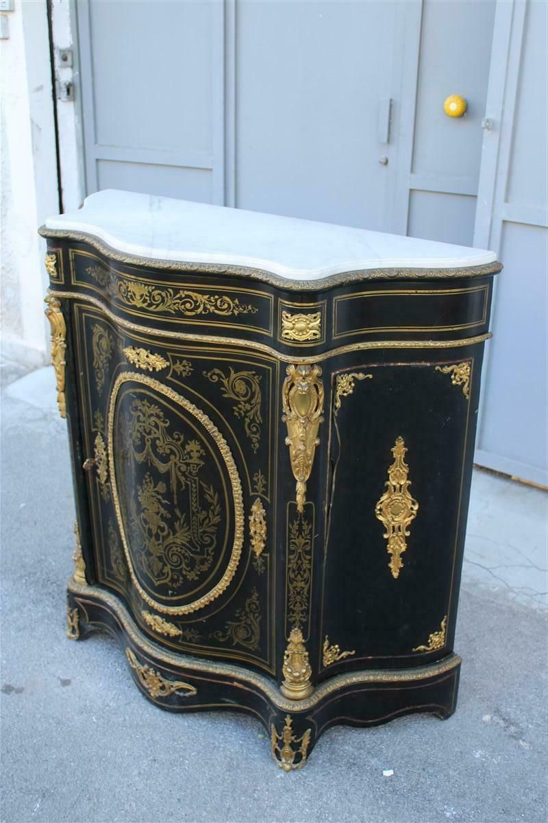 photo for sale Black And Gold Cabinet Napoleon III 1860 France André Charles Boulle Marble Top