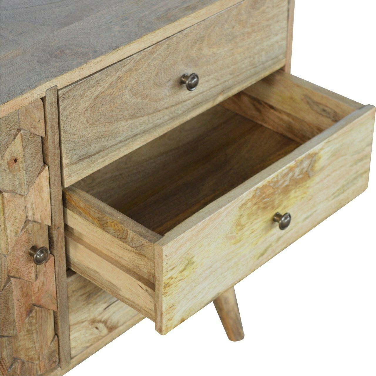 3 Drawer Solid Wood Cabinet With Pineapple Carved Door Front photo vinterior
