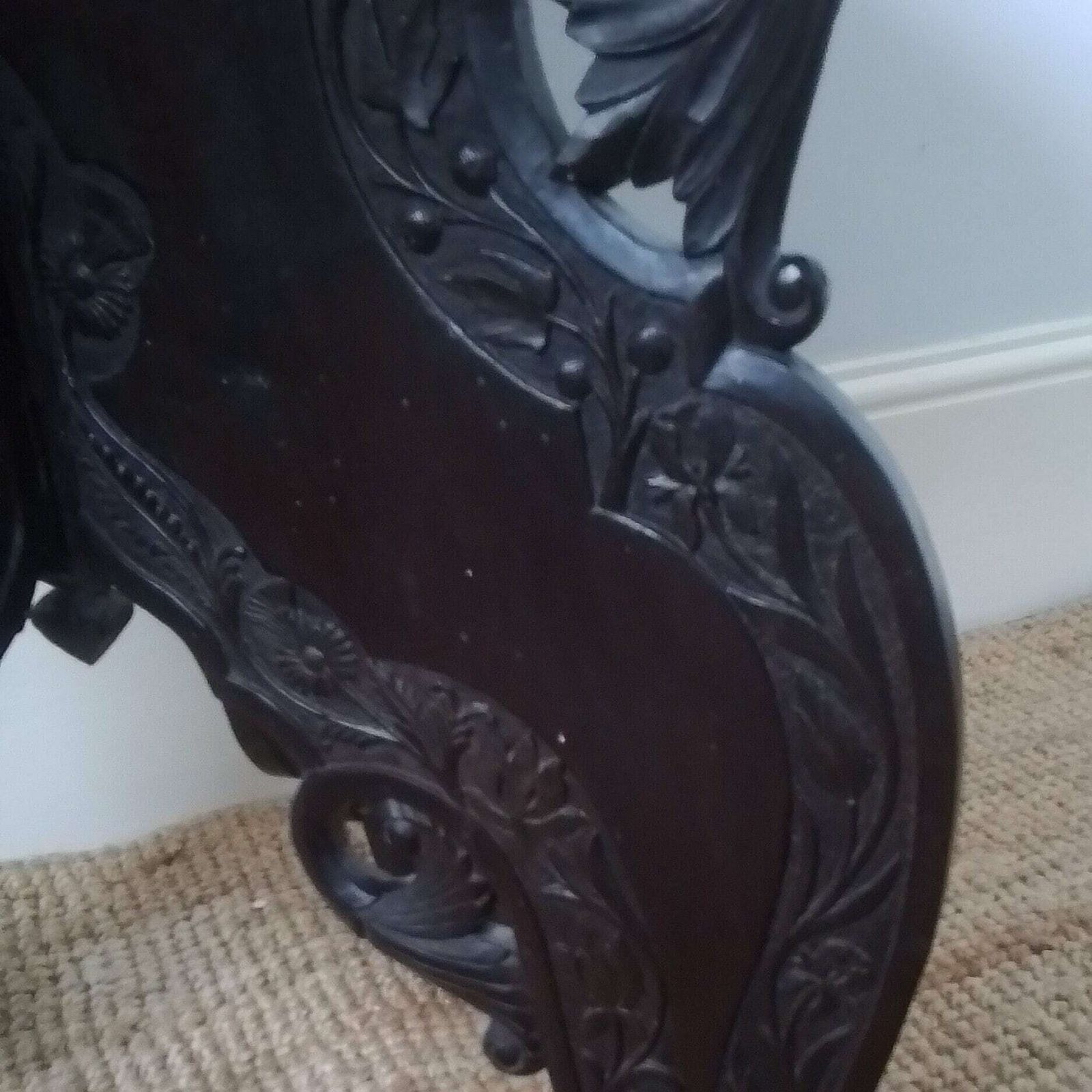 Edwardian Dark Oak Handcarved Wood With Thistle And Flower Carvings,Dark Oak Circular Table Ref D photo vintage
