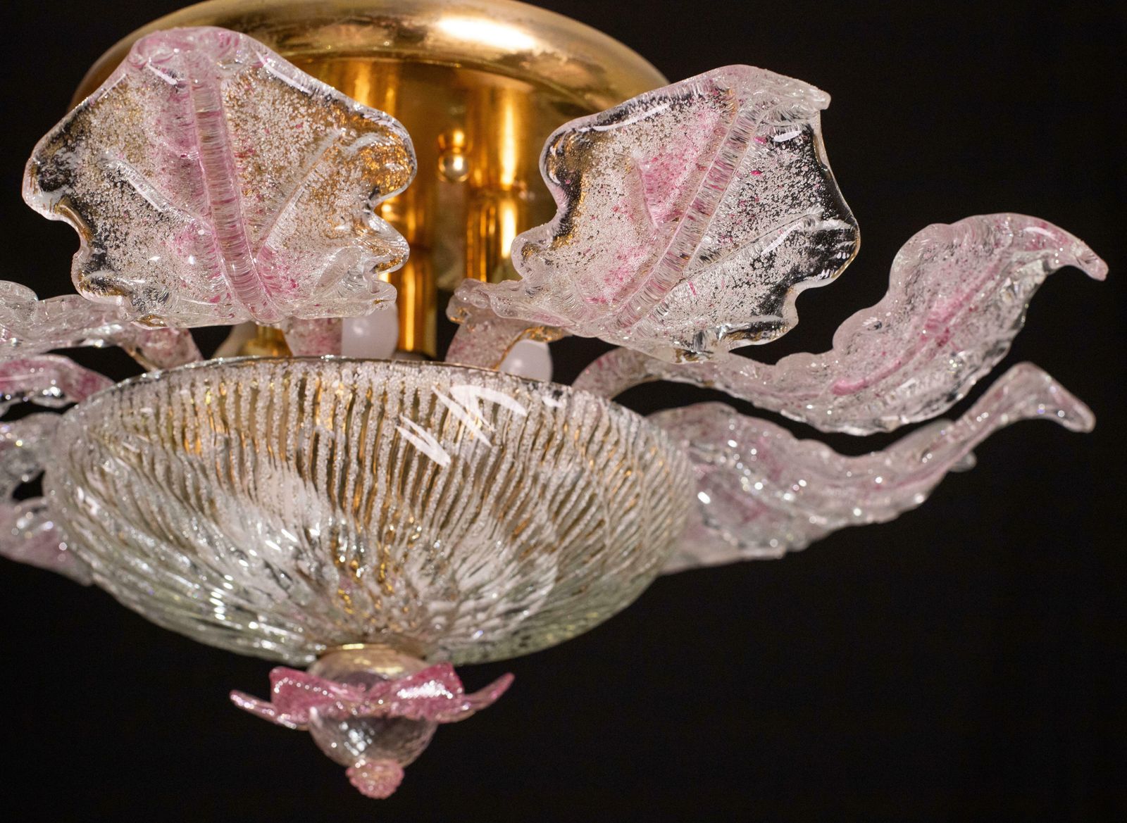 Lovely Pink Murano Glass Leave Ceiling Light Or Chandelier, 1970s photo furniture