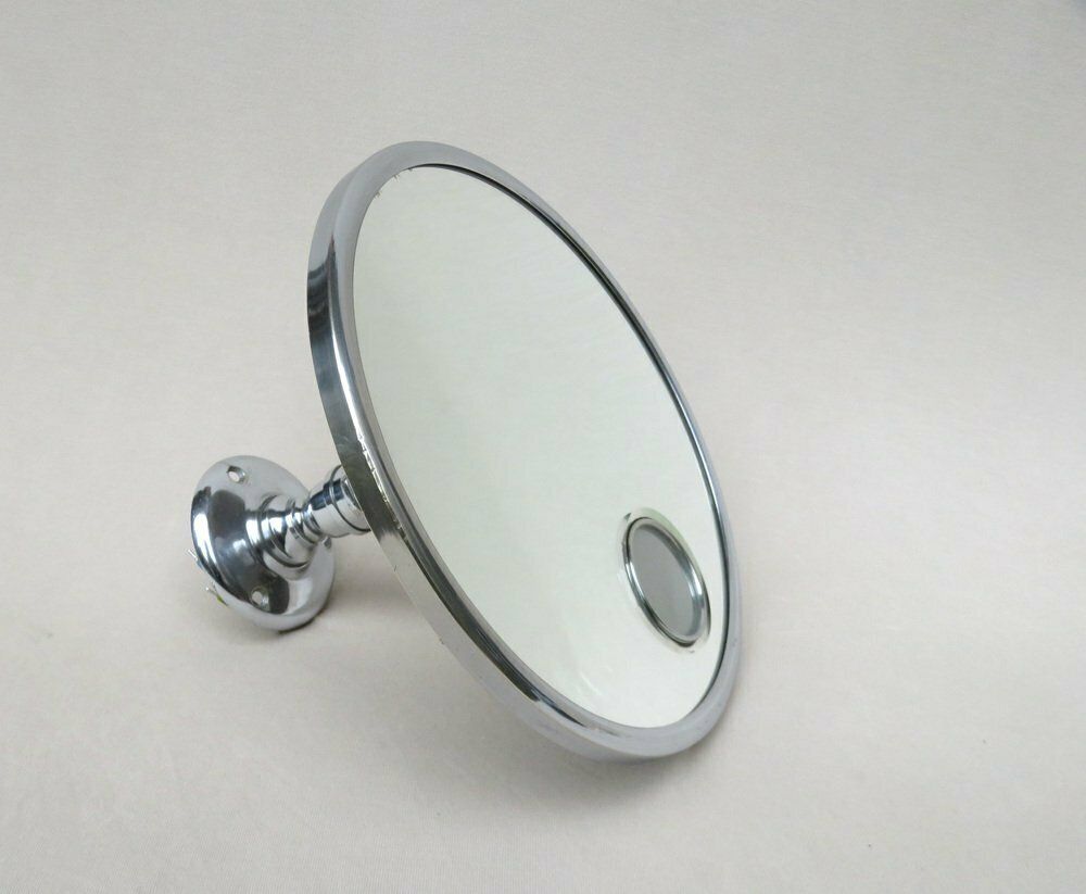 Chrome Plated Illuminated Wall Mirror, Magnifying, From Le Mirophar Brot Déposé, France, 1950s