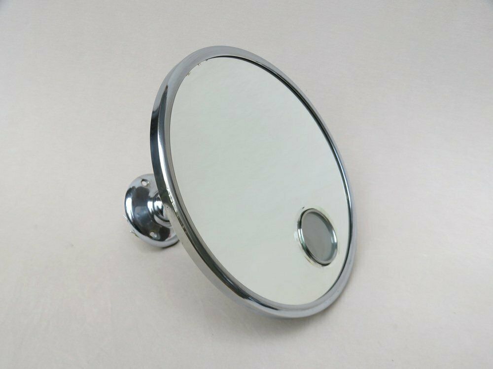 Chrome Plated Illuminated Wall Mirror, Magnifying, From Le Mirophar Brot Déposé, France, 1950s photo vinterior
