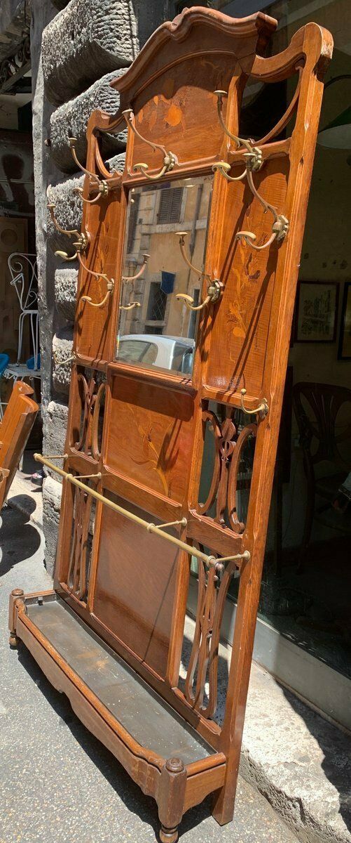 French Bronze, Acacia, And Walnut Coat Rack By émile Galle photo furniture