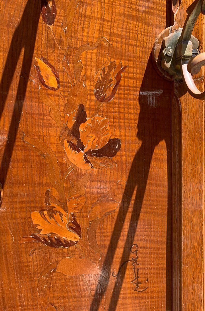 French Bronze, Acacia, And Walnut Coat Rack By émile Galle photo vinterior