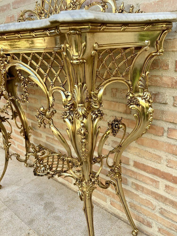 Mid Century Italian Marble Top & Bronze Console, 1960 photo 2502.0