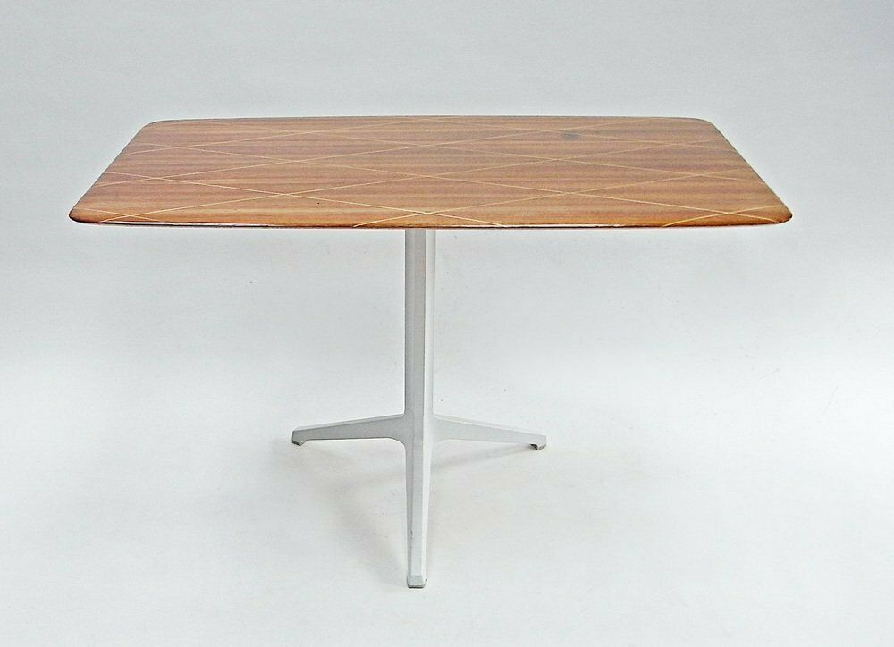 Desk Made Of Mahogany Veneer With Maple Inlays & Aluminum Tripod Frame photo for sale