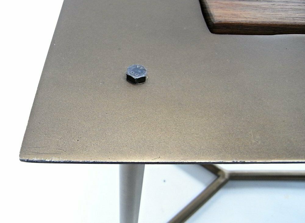 photo furniture Powder Coated Glass & Teak Inlay Coffee Table By Lambert For Gunter Lambert, 2010s