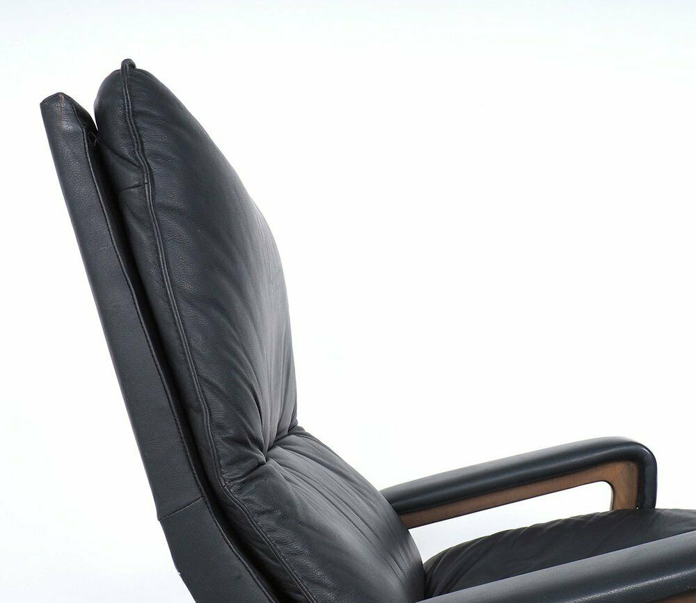 Black Leather King Chair By André Vandenbeuck For Strässle, 1960s photo furniture