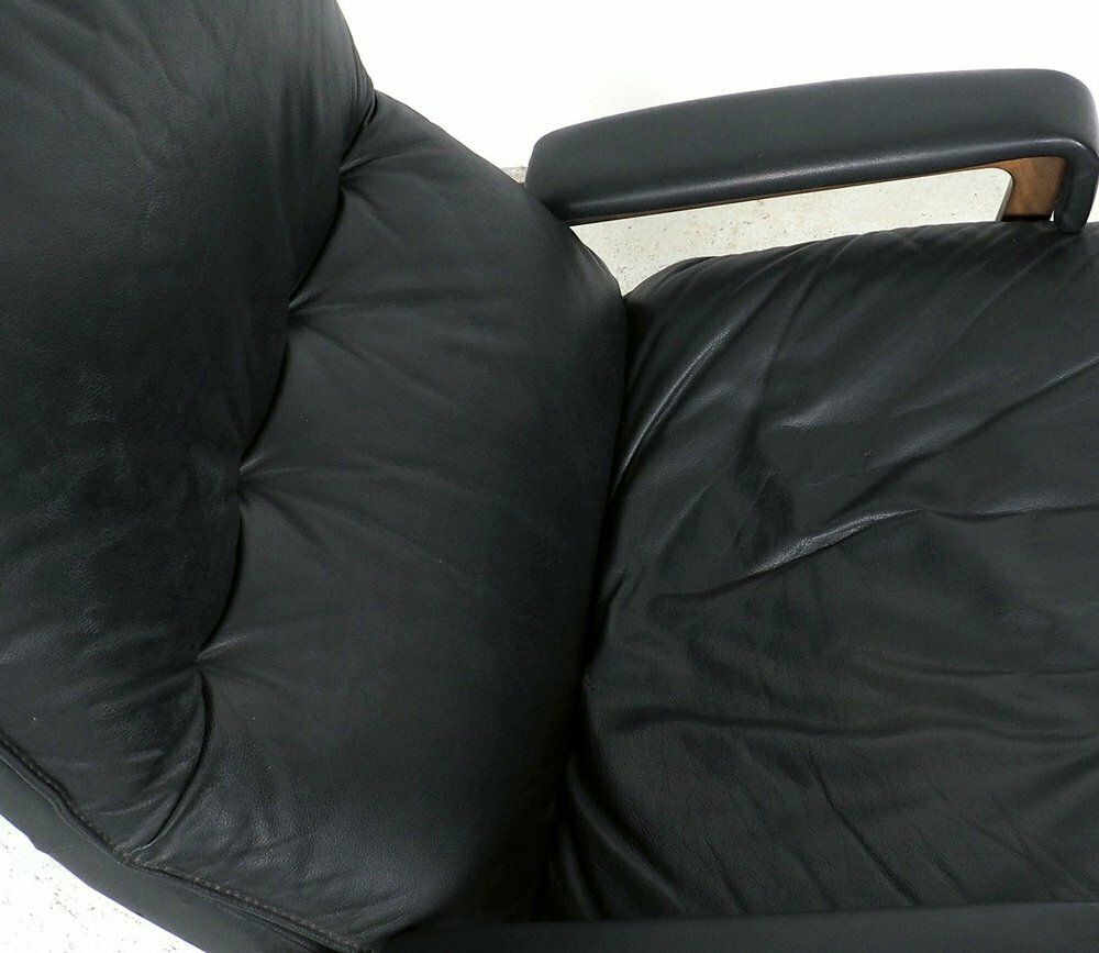 Black Leather King Chair By André Vandenbeuck For Strässle, 1960s photo Furniture