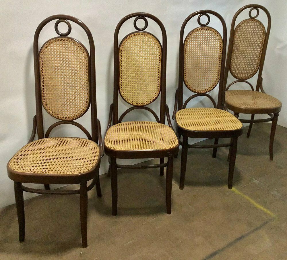 Thonet Chairs Cardinal Model, Sitting And Back In Paglia Di Vienna, Perfect Condition. Creator 	Michael Thonet Manufacturer 	Thonet Design Period 	Be