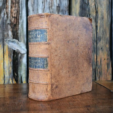 Antique 1861 Noah Webster American Dictionary The English Language Leather Book photo for sale