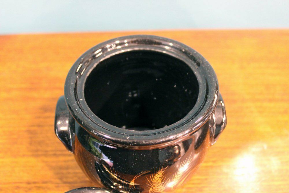 Black Lacquered Container Vase In Gold, France, 1970s photo vinterior