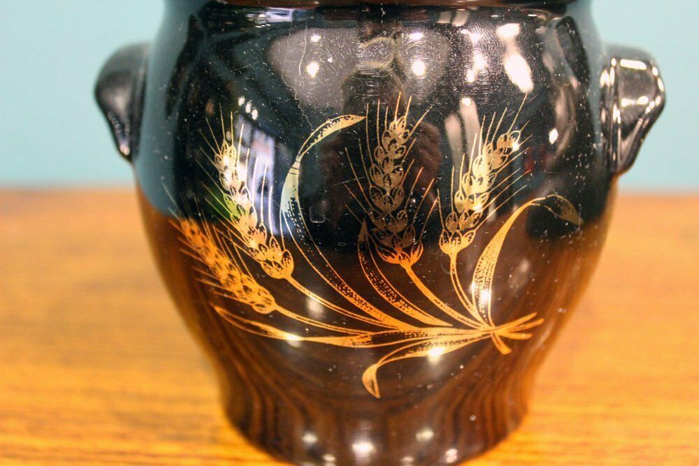 Black Lacquered Container Vase In Gold, France, 1970s photo buy