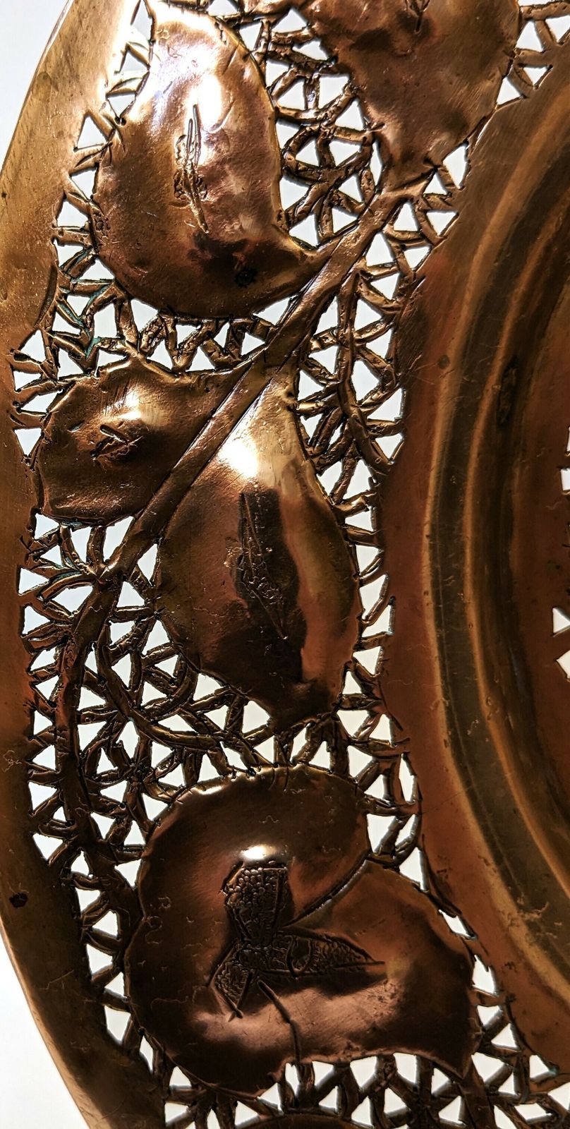 Art Pair Of Vintage Islamic Kashmir Copper Chargers With Intricate Openwork photo