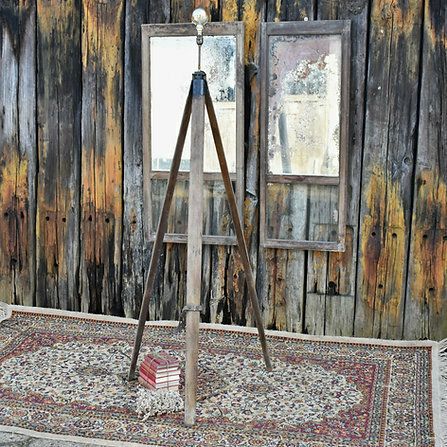Antique 19th Century Mahogany Surveyor's Tripod Stand Light Standard Floor Lamp photo furniture