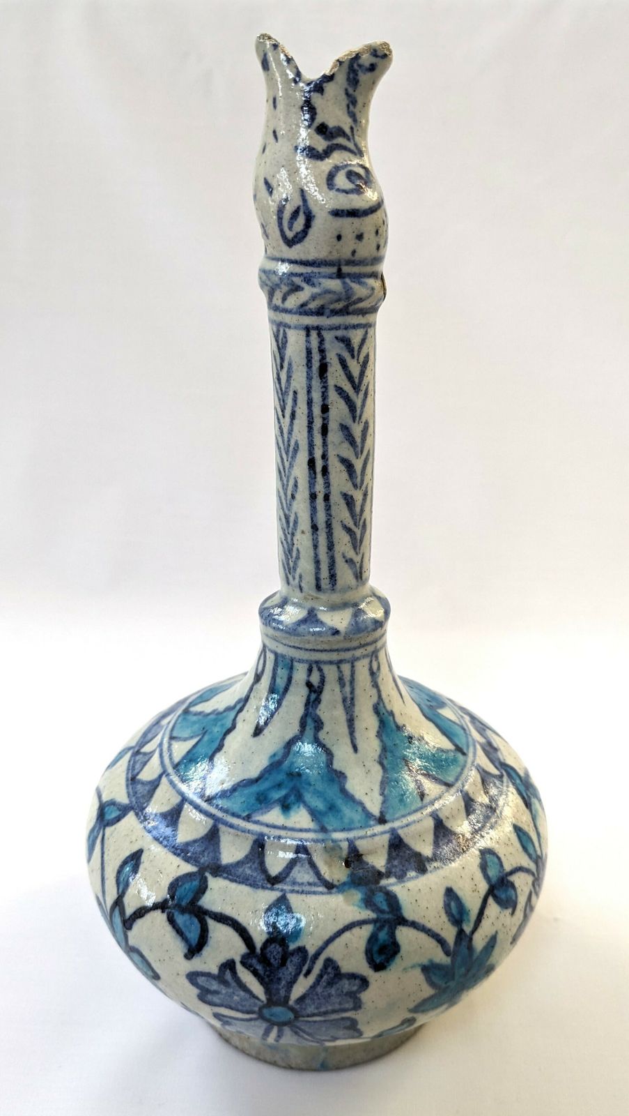 Antique Islamic Indian Animal Face Spouted Surahi Vase photo vinterior