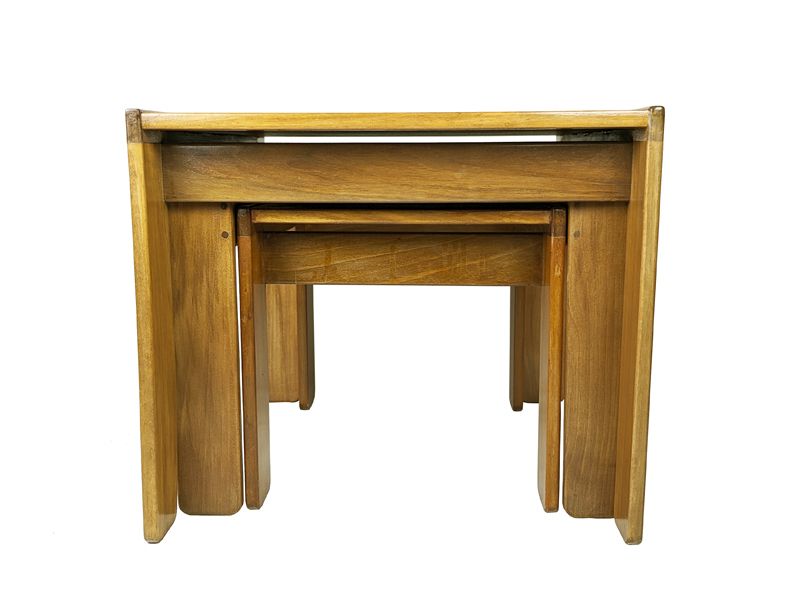 Set Of 3 Walnut Nesting Low Tables Mod. 777 By Afra & Tobia Scarpa For Cassina, 1967 photo 1450.0