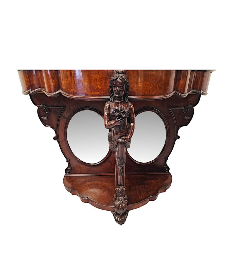 A Very Rare And Impressive Pair Of Tall 19th Century Marble Top Country House Console Tables photo vintage