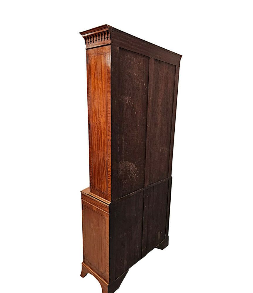 Furniture A Very Fine Edwardian Marquetry Inlaid Bowfronted Bookcase In The Manner Of Edward And Roberts photo