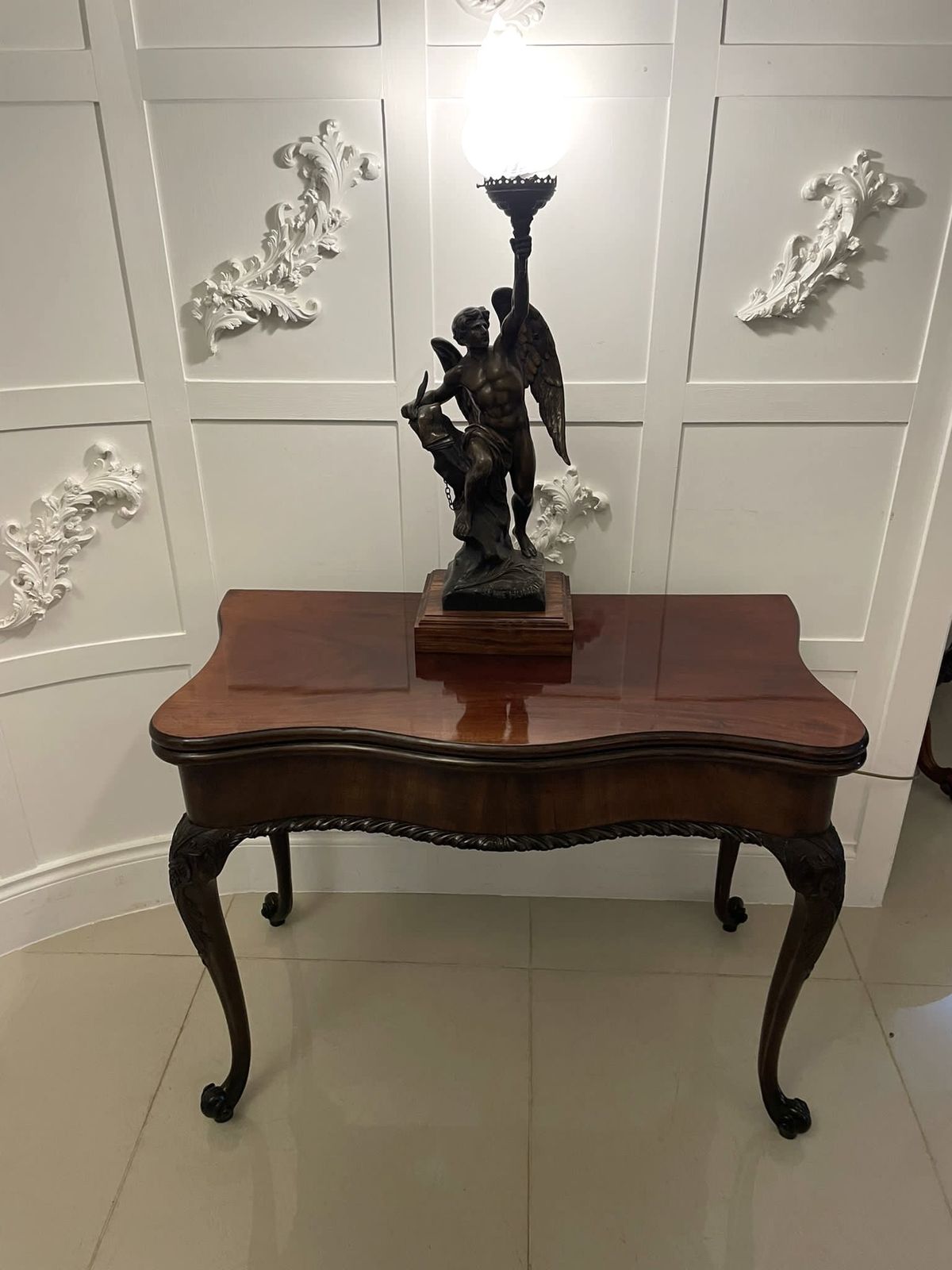 photo for sale Antique Original Hepplewhite Outstanding Quality Carved Mahogany Card Table