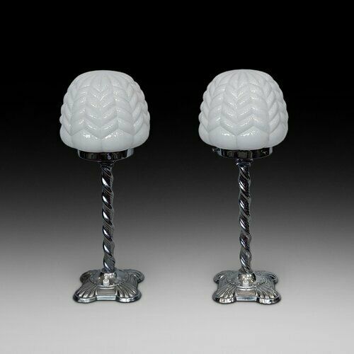 Pair Of Art Deco Chrome Twist Lamps
